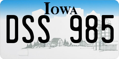 IA license plate DSS985