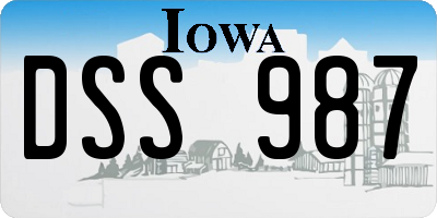 IA license plate DSS987