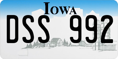 IA license plate DSS992