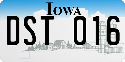 IA license plate DST016