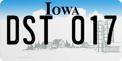 IA license plate DST017