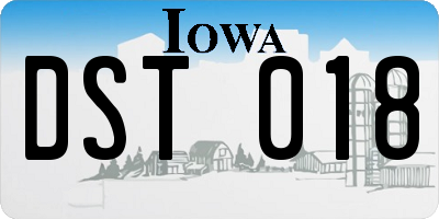 IA license plate DST018