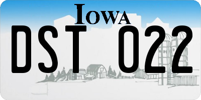 IA license plate DST022