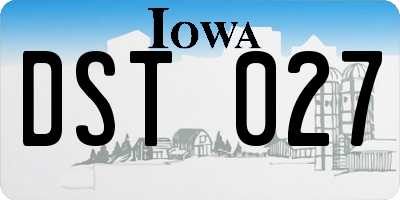 IA license plate DST027