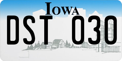 IA license plate DST030