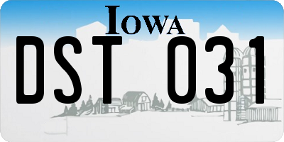 IA license plate DST031