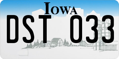 IA license plate DST033