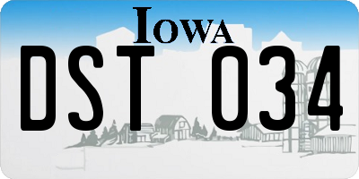 IA license plate DST034