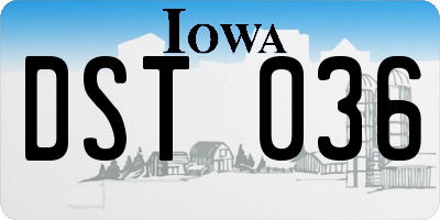 IA license plate DST036