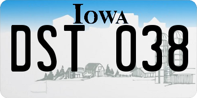 IA license plate DST038