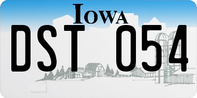 IA license plate DST054