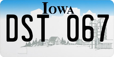 IA license plate DST067