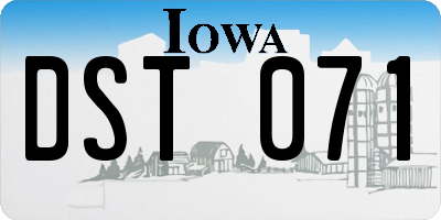 IA license plate DST071