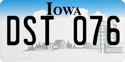 IA license plate DST076