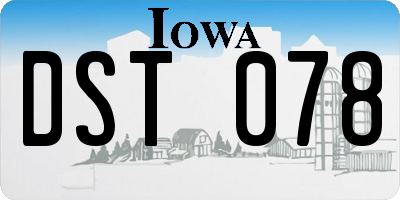 IA license plate DST078