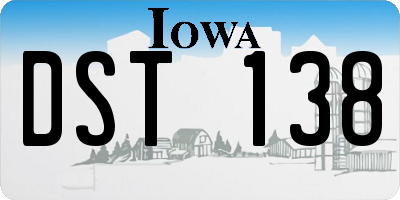 IA license plate DST138