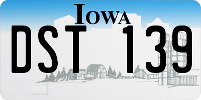 IA license plate DST139