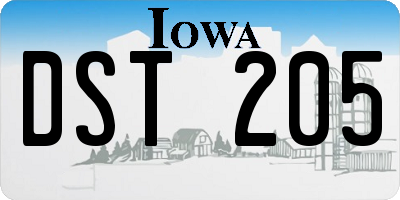 IA license plate DST205