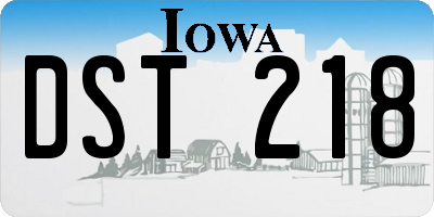 IA license plate DST218