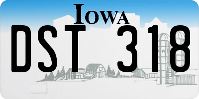 IA license plate DST318