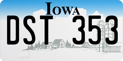 IA license plate DST353
