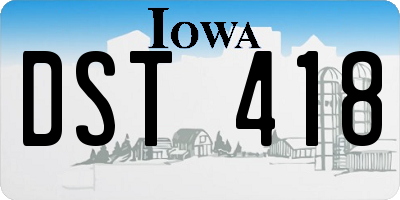 IA license plate DST418