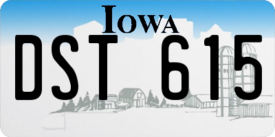 IA license plate DST615