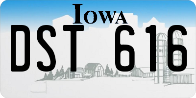 IA license plate DST616