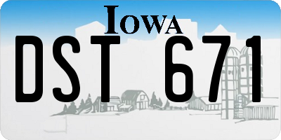 IA license plate DST671