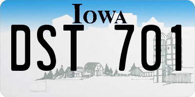 IA license plate DST701