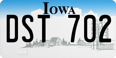 IA license plate DST702