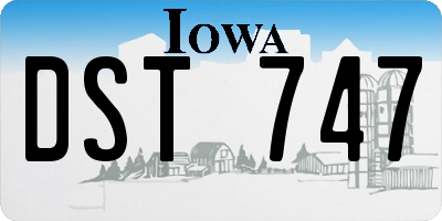 IA license plate DST747