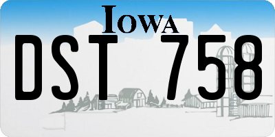 IA license plate DST758