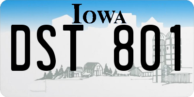 IA license plate DST801
