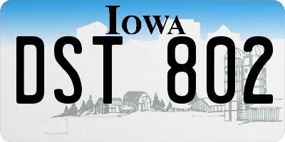 IA license plate DST802