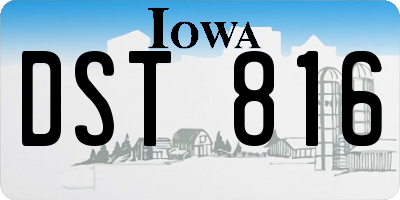 IA license plate DST816