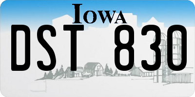 IA license plate DST830