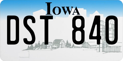 IA license plate DST840