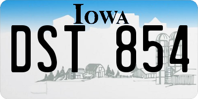 IA license plate DST854