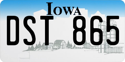 IA license plate DST865