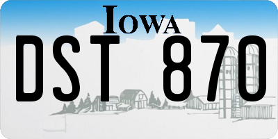 IA license plate DST870