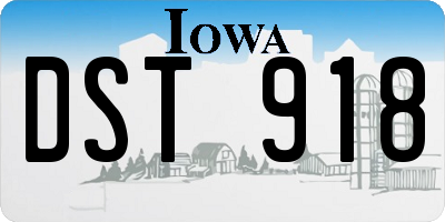 IA license plate DST918