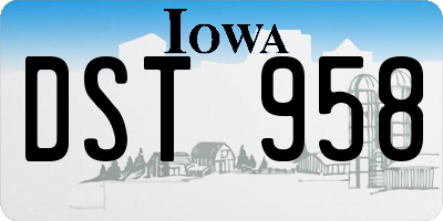 IA license plate DST958