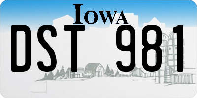 IA license plate DST981