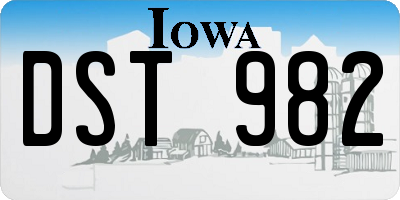 IA license plate DST982