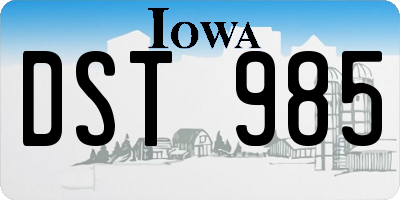 IA license plate DST985