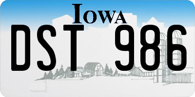 IA license plate DST986