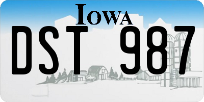IA license plate DST987
