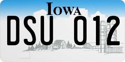 IA license plate DSU012