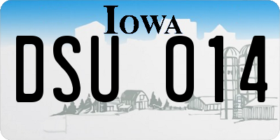 IA license plate DSU014